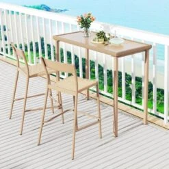 Tangkula 3 Pieces Patio Bar Table Set Outdoor Bar Height Table & 2 Armless Chairs -Tangkula GUEST 444ad20b a3e9 4c23 8233 35176dad46b3