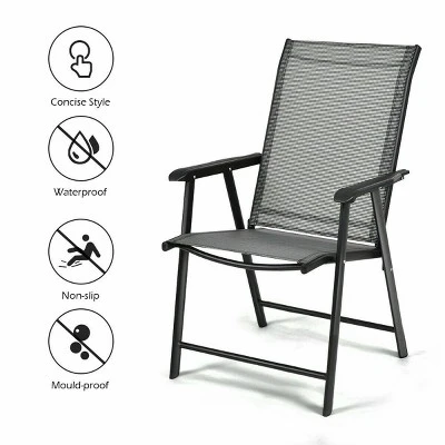 Tangkula 2PCS Folding Chairs Steel Frame Patio Garden Outdoor W/ Armrest & Footrest 2 Tangkula 2PCS Folding Chairs Steel Frame Patio Garden Outdoor W/ Armrest & Footrest - Image 2