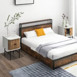 Tangkula Set Of 2 Nightstand Compact Modern End Side Table W/ Sliding Doors -Tangkula GUEST 449cce91 9daf 4f10 a7d7 6b711dba14c0