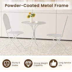 Tangkula 3 Piece Patio Set W/ Rattan-like Pattern Metal Patio Folding Bistro Set For 2 -Tangkula GUEST 45424b3b f07e 45b2 aadf 0c21defdaa70