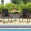 Tangkula 2 PCS Outdoor Dining Chairs Patio Furniture Chair W/ Breathable Seat & Backrest