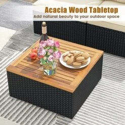 Tangkula 5 Pieces Outdoor Patio Furniture Set Sectional PE Rattan Sofa Set With Cushions And Acacia Wood Coffee Table -Tangkula GUEST 45e3d47c eb8c 4a78 920d 1a04932c3ab4