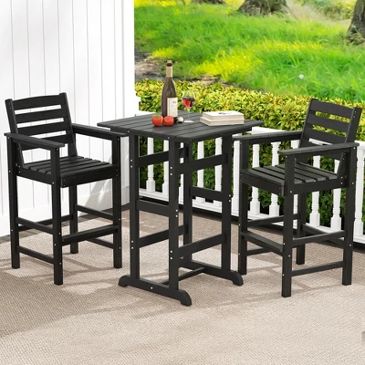 Tangkula Patio Bar Stools Set Of 4 Tall Adirondack Chair W/ Backrest Armrests & Footrests 2 Tangkula Patio Bar Stools Set Of 4 Tall Adirondack Chair W/ Backrest Armrests & Footrests - Image 2