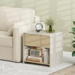 Tangkula 2 PCS Modern Style Nightstand 2-Tier Sofa Side Bedside Table W/ Drawer & Open Shelf -Tangkula GUEST 46012c2a 7b6f 43e1 9ebf 4448b96cd994