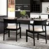 Tangkula Dining Chair W/ Arms Set Of 2 Modern Kitchen Chairs & Contoured Backrest Black & Beige