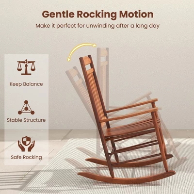 Tangkula 3PCS Patio Poplar Wood Rocking Bistro Set Outdoor Furniture Set For Garden 5 Tangkula 3PCS Patio Poplar Wood Rocking Bistro Set Outdoor Furniture Set For Garden - Image 5