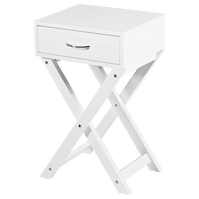 Tangkula Modern Versatile Nightstand X-shape Wooden End Table With Drawer Accent Side Table For Bedroom Black/White 11 Tangkula Modern Versatile Nightstand X-shape Wooden End Table With Drawer Accent Side Table For Bedroom Black/White - Image 11