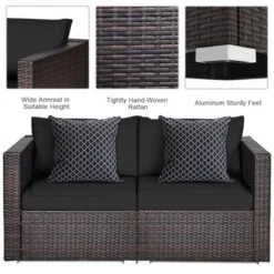Tangkula 2PCS Rattan Corner Sofa Set Patio Outdoor Furniture Set W/ 4 Black Cushions 14 Tangkula 2PCS Rattan Corner Sofa Set Patio Outdoor Furniture Set W/ 4 Black Cushions -Tangkula GUEST 4742a593 dbd9 4c40 b7a0 759fcf145839