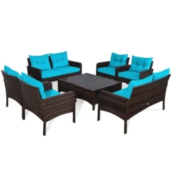 Tangkula 8PCS Rattan Patio Conversation Set Outdoor Furniture Set Cushioned -Tangkula GUEST 48558e13 ae0f 4180 a172 bfc11d7f39d2