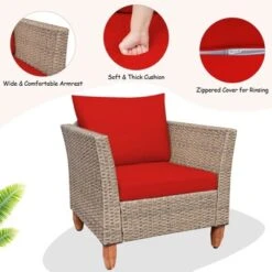 Tangkula 3 Piece Outdoor Rattan Sofa Set Wicker Conversation Furniture Set With Cushions -Tangkula GUEST 485b942a cbe9 4bad 8e07 adf5cf961b4e