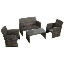 Tangkula 4PCS Outdoor Furniture Set Chairs Coffee Table Patio Garden Set Mix Gray -Tangkula GUEST 48c82ebc 2d78 41af a463 24182d41e48a