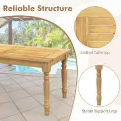 Tangkula Patio Coffee Table W/ Solid Teak Wood Structure Slatted Tabletop For Backyard -Tangkula GUEST 48d2cdde 7954 454b abd8 a37a0bc042c3