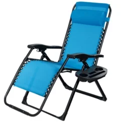 Tangkula Oversized Zero Gravity Lounge Chair Folding Recliner W/ Cup Holder & Pillow Blue -Tangkula GUEST 49041b2f bdca 4247 b1cf 6175e3ddafa2