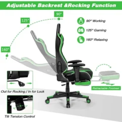 Tangkula High Back Gaming Chair Adjustable Office Computer Task Chair W/Footrest Green -Tangkula GUEST 49191f49 4721 4a52 9206 0056385e8b2d