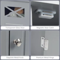 Tangkula Bathroom Cabinet Free Standing Storage Side Table Organizer Adjustable Grey -Tangkula GUEST 491a9873 14f9 47af 966c 46efaa813969