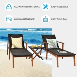 Tangkula 3PCS Chaise Lounge Set 4-Level Folding Chaise Lounge Adjustable Outdoor Beach With Wicker Side Table 15 Tangkula 3PCS Chaise Lounge Set 4-Level Folding Chaise Lounge Adjustable Outdoor Beach With Wicker Side Table -Tangkula GUEST 4941a5e0 9d38 4cdc a915 1a4137488cef