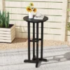 Tangkula 21.5" Round Bar Table Patio HDPE Bar Height Dining Table W/ Slatted Tabletop