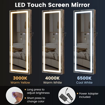 Tangkula LED Mirror Jewelry Cabinet Wall/Door Mounted Organizer Armoire W/ 3 Color Light 4 Tangkula LED Mirror Jewelry Cabinet Wall/Door Mounted Organizer Armoire W/ 3 Color Light - Image 4