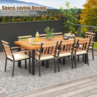 Tangkula 9 PCS Patio Dining Set W/ Soft Cushions And 1.9" Umbrella Hole For Garden 2 Tangkula 9 PCS Patio Dining Set W/ Soft Cushions And 1.9" Umbrella Hole For Garden - Image 2