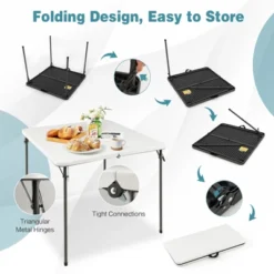 Tangkula Folding Camping Table Portable Picnic Table With All-Weather HDPE Tabletop Metal Frame & Carry Straps White/Gray 15 Tangkula Folding Camping Table Portable Picnic Table With All-Weather HDPE Tabletop Metal Frame & Carry Straps White/Gray -Tangkula GUEST 4a362530 2ad1 4d1d 96cc ecf5c2264434