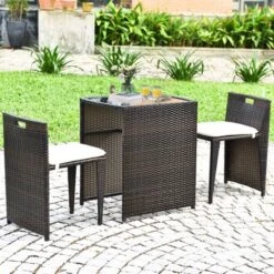Tangkula 3 PCS Cushioned Wicker Patio Furniture Set Seat Sofa Outdoor No Assembly Brown 11 Tangkula 3 PCS Cushioned Wicker Patio Furniture Set Seat Sofa Outdoor No Assembly Brown -Tangkula GUEST 4a3d90df 8a21 4a13 813d 68826b61c326