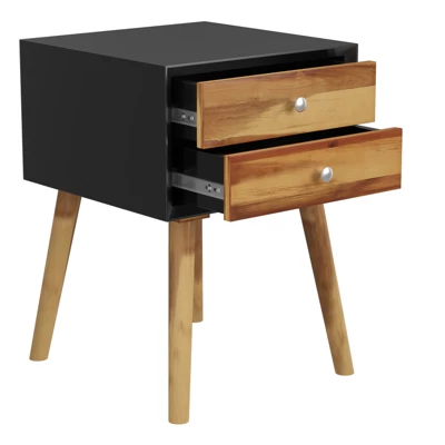 Tangkula Wooden Nightstand With 2 Storage Drawers Accent End Side Table For Bedroom&Living Room 4 Tangkula Wooden Nightstand With 2 Storage Drawers Accent End Side Table For Bedroom&Living Room - Image 4