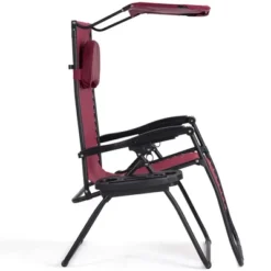 Tangkula Recling Zero Gravity Chair With Drink Tray & Sunshade, Wine -Tangkula GUEST 4a4e422e 2845 40d8 85c9 04b6ebabfba6
