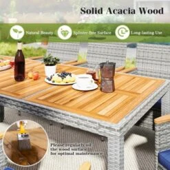 Tangkula 9 Pieces Patio PE Wicker Dining Set Outdoor Acacia Wood Table & Chairs -Tangkula GUEST 4ac7fc9e 4dab 4603 829a af83dfe237b6
