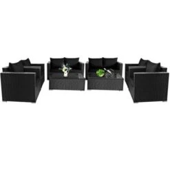 Tangkula 8PCS Rattan Patio Conversation Set Outdoor Furniture Set W/ Black Cushions -Tangkula GUEST 4ad07ac6 95c8 415e ad5e 4872e5b953f5