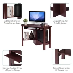Tangkula Wooden Corner Computer Desk With Drawer Office Study Table Black/Walnut/White -Tangkula GUEST 4b1c050c c8b4 4252 8a51 a3921a4f7a5a