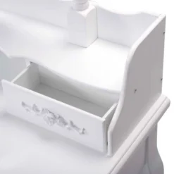 Tangkula Oval Mirror 4 Drawer Vanity Mirror Makeup Table W/ Cushioned Stool White 9 Tangkula Oval Mirror 4 Drawer Vanity Mirror Makeup Table W/ Cushioned Stool White -Tangkula GUEST 4b84df7c a88d 451d af3b c5ed6c3a7075