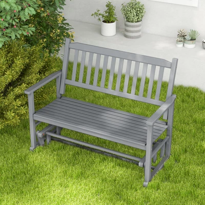 Tangkula Patio Glider Loveseat Chair Swing Rocking Bench W/ Curved Backrest & Slatted Seat 1 Tangkula Patio Glider Loveseat Chair Swing Rocking Bench W/ Curved Backrest & Slatted Seat