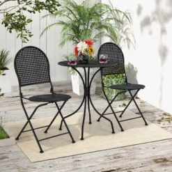Tangkula 3 PCS Patio Bistro Set All-weather Metal Table & Chair Set For 2 Person Modern Furniture Set -Tangkula GUEST 4bf91b10 e53d 4353 a772 3a9c4be5b805