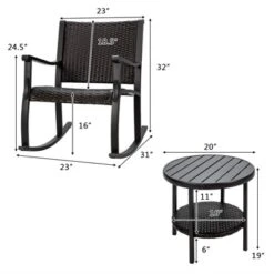 Tangkula 3-Piece Wicker Rocking Bistro Set Outdoor Conversation Set With Coffee Table -Tangkula GUEST 4c6b81d1 f974 4373 8674 d110ef352cfd