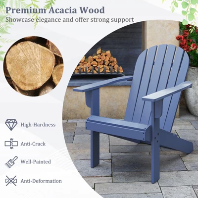 Tangkula 4PCS Patio Adirondack Chair W/ Inclined Seat High Backrest & Wide Armrests 1 Tangkula 4PCS Patio Adirondack Chair W/ Inclined Seat High Backrest & Wide Armrests