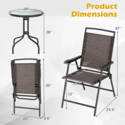 Tangkula 3 Pieces Bistro Set Outdoor Furniture Set W/Tempered Glass Table Umbrella Hole Quick-dry Fabric -Tangkula GUEST 4ca06c7d c4b7 4b44 a06b 0dd0914a2d9a