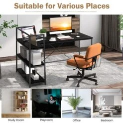 Tangkula 59 Inch L-Shaped Computer Desk Large Reversible Corner Desk W/ Open Storage Shelves Space-Saving Writing Study Table PC Laptop Gaming Desk Black/White + Natural/Black + Walnut -Tangkula GUEST 4cfc2917 c573 46b4 ac97 47695c2f4429