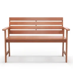 Tangkula Hardwood Patio Bench Wood 2-Seat Chair W/ Slatted Seat & Inclined Backrest Ergonomic Patio -Tangkula GUEST 4d0cb76d e779 4aa1 baea 9933663c2259