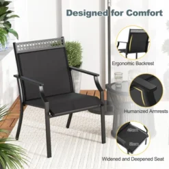 Tangkula 4 PCS Patio Chairs All Weather Outdoor Chairs With High Back Armrests Quick-Drying Fabric & Heavy-Duty Metal Frame Black -Tangkula GUEST 4d11ef9c d599 41a2 9b77 16a55a471ad4