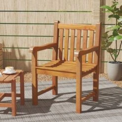 Tangkula 4 PCS Teak Wood Patio Dining Chair Outdoor Armchair W/ Slatted Seat & Solid Legs -Tangkula GUEST 4d1abb77 b395 4a62 b7ba 4394d91d07c7