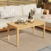 Tangkula 35.5"x20" Outdoor Teak Wood Coffee Table W/ Slatted Tabletop Patio Furniture