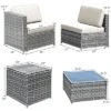 Tangkula 8-Piece Outdoor Wicker Rattan Conversation Sofa Set W/ Storage Table White/Black/Turquoise