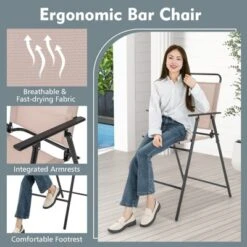 Tangkula 3PCS Bistro Set Folding Chairs Round Bar Table W/ 1.6" Umbrella Hole Yard Patio -Tangkula GUEST 4dccf38d e811 4803 9cf9 2e34b918d5aa