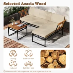 Tangkula Set Of 3 L-Shaped Outdoor Furniture Set Acacia Wood Patio Sectional Cushioned Conversation Sofa With Square Coffee Table 12 Tangkula Set Of 3 L-Shaped Outdoor Furniture Set Acacia Wood Patio Sectional Cushioned Conversation Sofa With Square Coffee Table -Tangkula GUEST 4ddd2bfa 66f9 4dae a409 b60ea9e21729