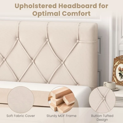 Tangkula Upholstered Headboard For Twin Size Bed W/ Fabric Upholstery Adjustable Height 6 Tangkula Upholstered Headboard For Twin Size Bed W/ Fabric Upholstery Adjustable Height - Image 6