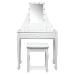 Tangkula Make-Up Vanity Table Dresser Set W/LED Light & Padded Stool -Tangkula GUEST 4e1e7f15 03ed 4f74 95f1 92b83b6326c7