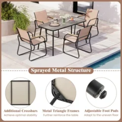 Tangkula 5 PCS Patio Dining Set W/ Wood-like Armrests & Metal Frame For Garden Yard -Tangkula GUEST 4e305663 4fb9 40b5 baf2 047cf6f946c8