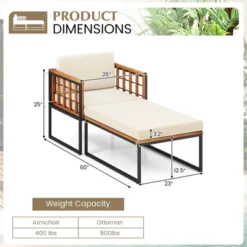 Tangkula 2pcs Outdoor Chaise Lounge Chair Acacia Wood Heavy Duty 1200 Lbs Weight Capacity -Tangkula GUEST 4e5a00e8 6aa5 4592 b9d4 48c03f58c558