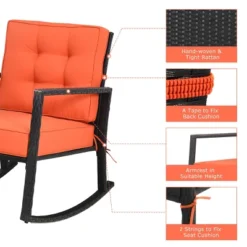 Tangkula Outdoor Wicker Rocking Chair Glider Rattan Rocker Recliner -Tangkula GUEST 4e8a8b51 b4e9 4149 af54 04358ebe4f5d