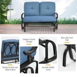 Tangkula 2-Person Outdoor Bench Patio Swing Glider Chair With Cushions Rocking Chair Cushioned Sofa -Tangkula GUEST 4f052ec6 e8d0 48df 89da 73746995ed20